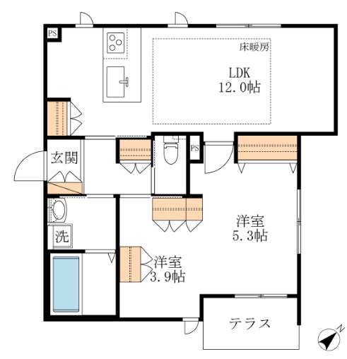Ｒｅｆｉｎｅｄ　Ｃｏｕｒｔ　立川 間取り図