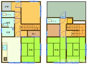 【賃貸一戸建て】コーポ千舟借家　４SDK 間取り