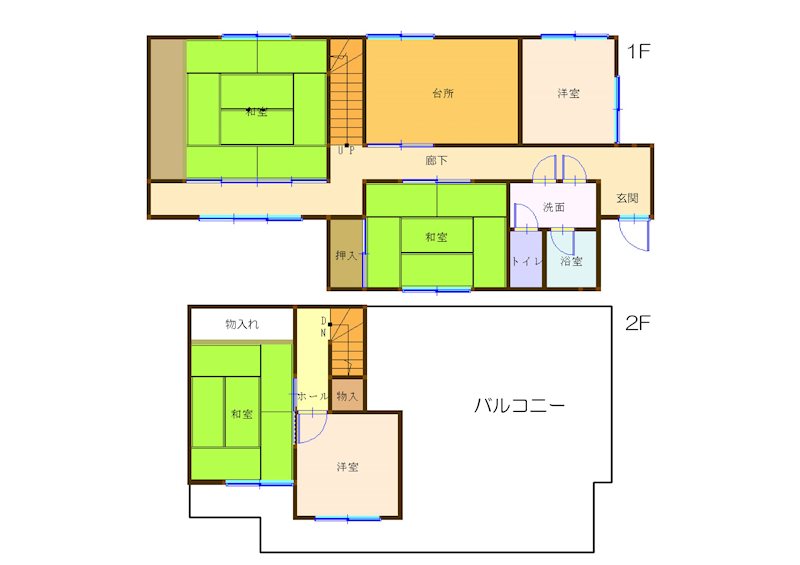 【賃貸一戸建】有田市野　2階建 間取り