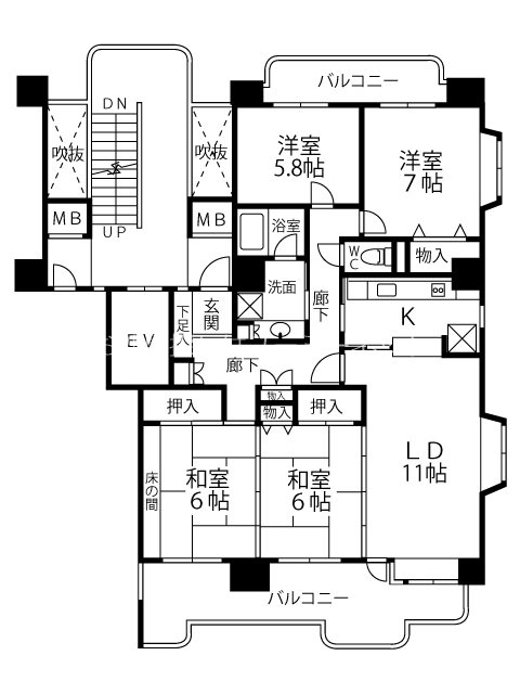 小田急サンシティ鴨池　１号棟 間取り
