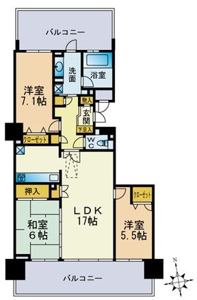リベーラガーデンK棟（オーシャンウイング） 405号室 間取り