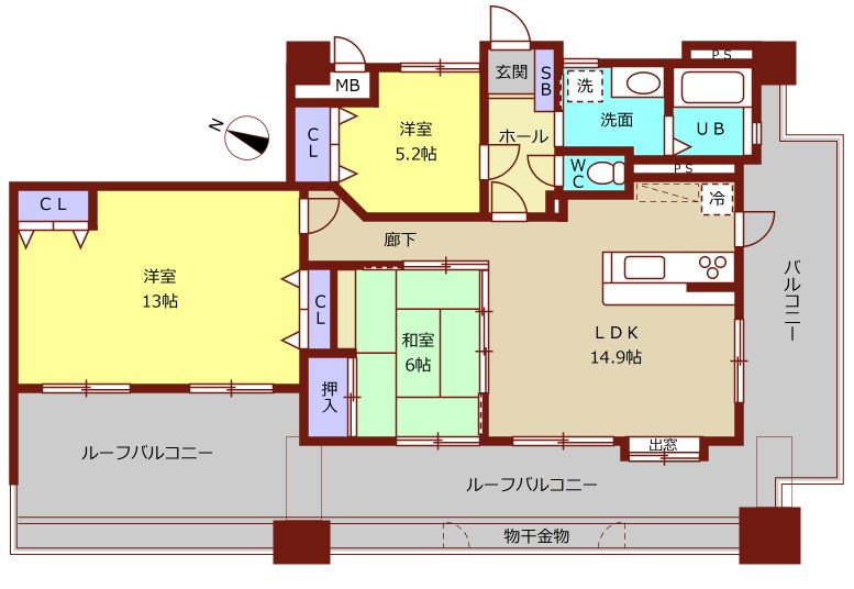 パレローヤル西新 702号室 間取り