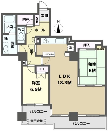 リベーラガーデンJ棟（イーストタワー） 1603号室 間取り