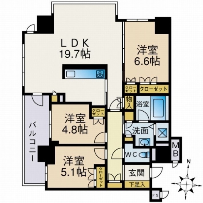 グランドメゾン百道浜 302号室 間取り