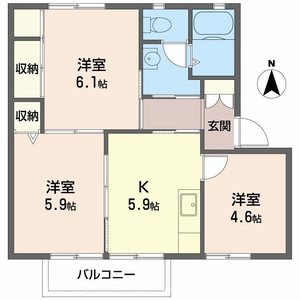フレグランス古宮Ａ棟 間取り図