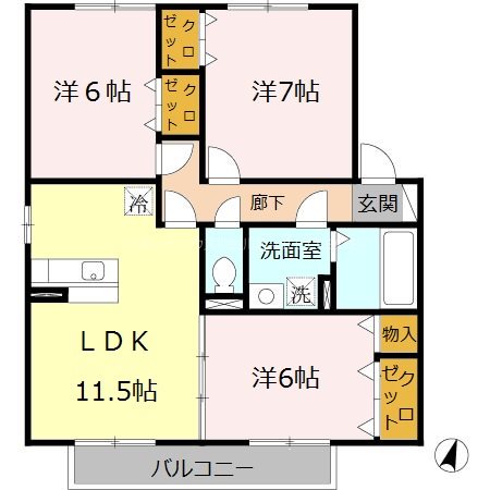 リジェールヒルＢ棟 間取り図