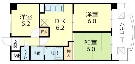 ロイヤルコーポ加古川 間取り図