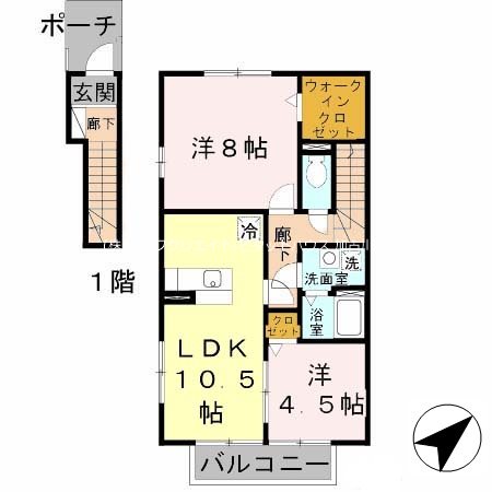 ローズコート野添Ｂ棟 間取り図