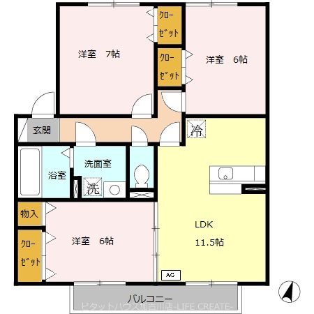 リジェールヒルＢ棟 間取り図
