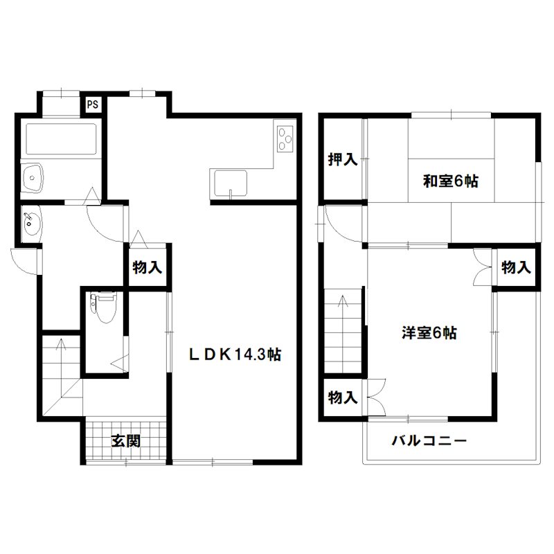 西神吉町岸貸家 間取り図