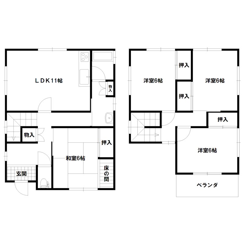 尾上町養田貸家 間取り図