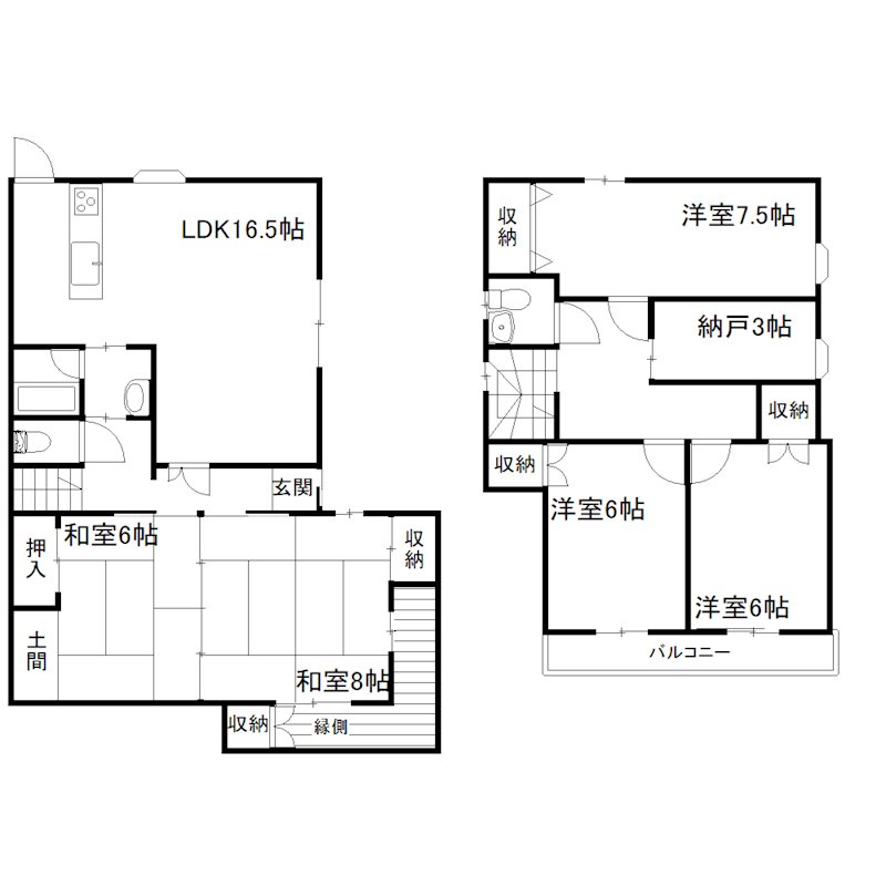 口里貸家 間取り図