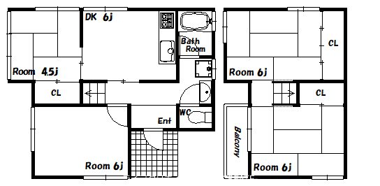 野口町二屋貸家 間取り図