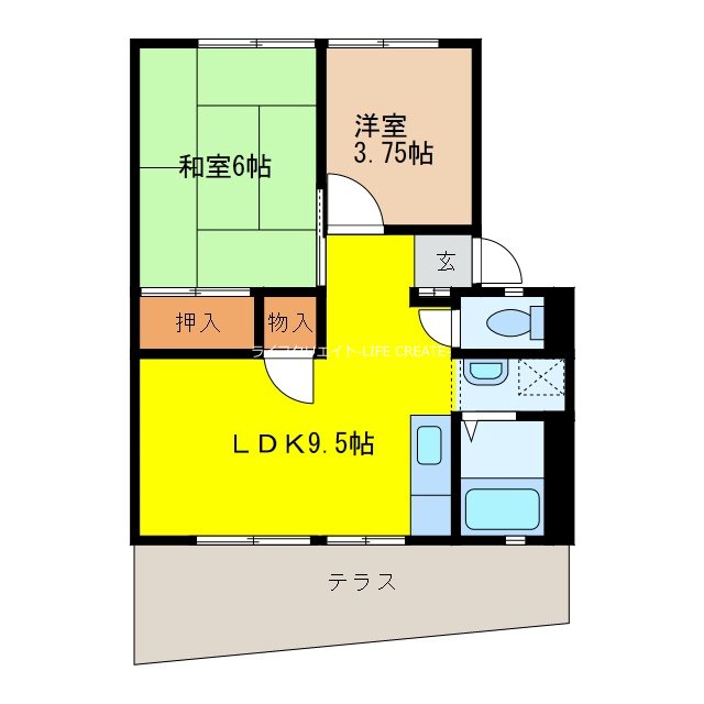 河原サンハイツ　Ａ 間取り図