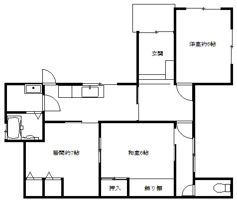 尾上町池田平屋・東側 間取り図