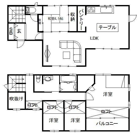 神野町石守戸建 間取り図