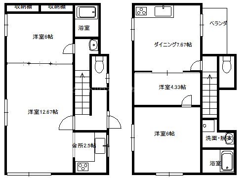 賃貸一戸建　2世帯住宅 間取り図