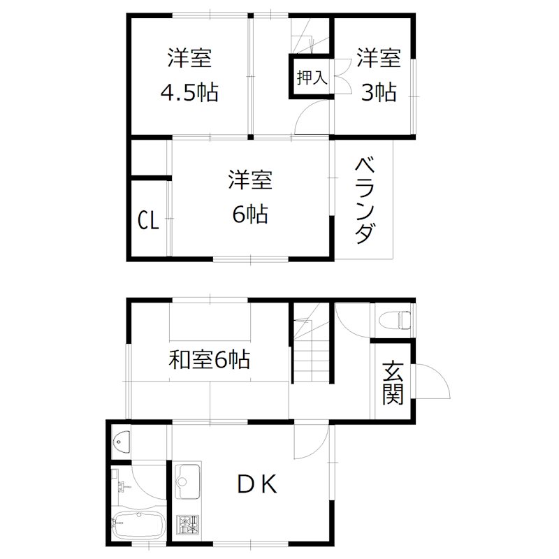 高砂市春日野町貸家 間取り図