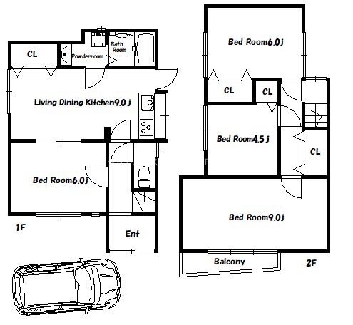 野口町良野貸家 間取り図