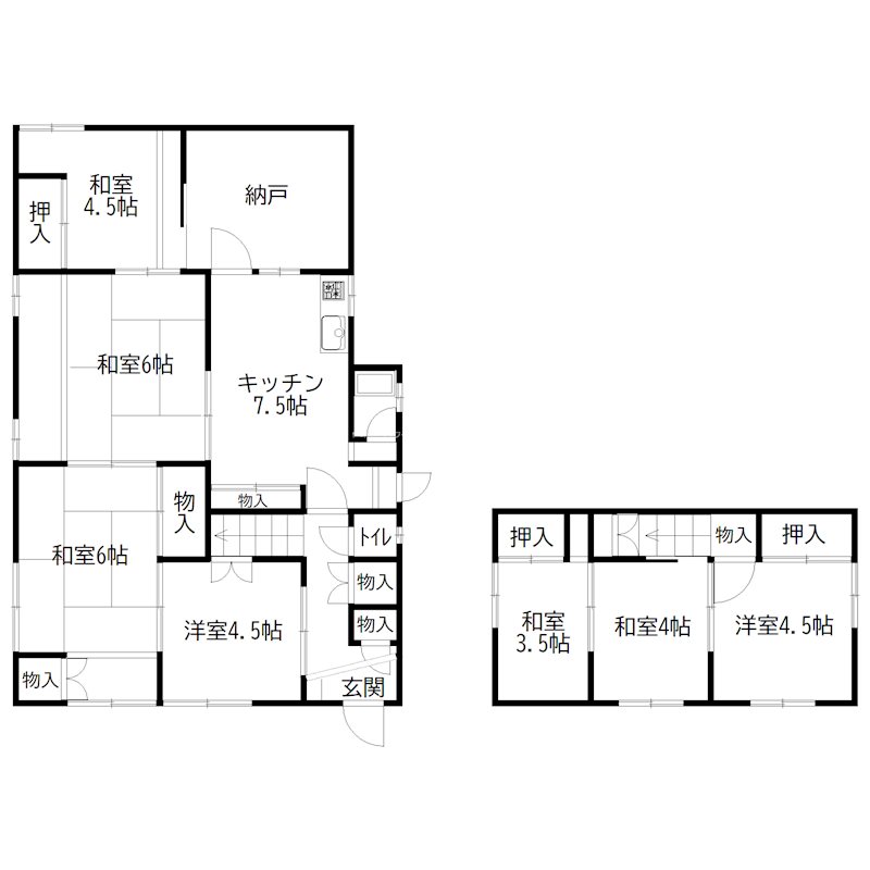 升田アパート・メゾネット 間取り図