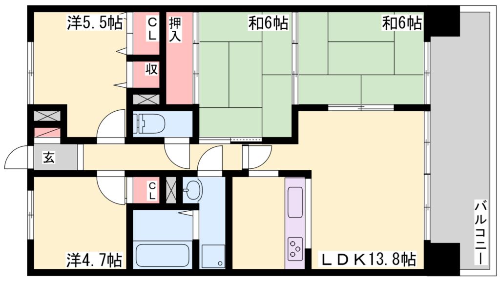 Ｍ&amp;rsquo;プラザ加古川参番館 間取り図