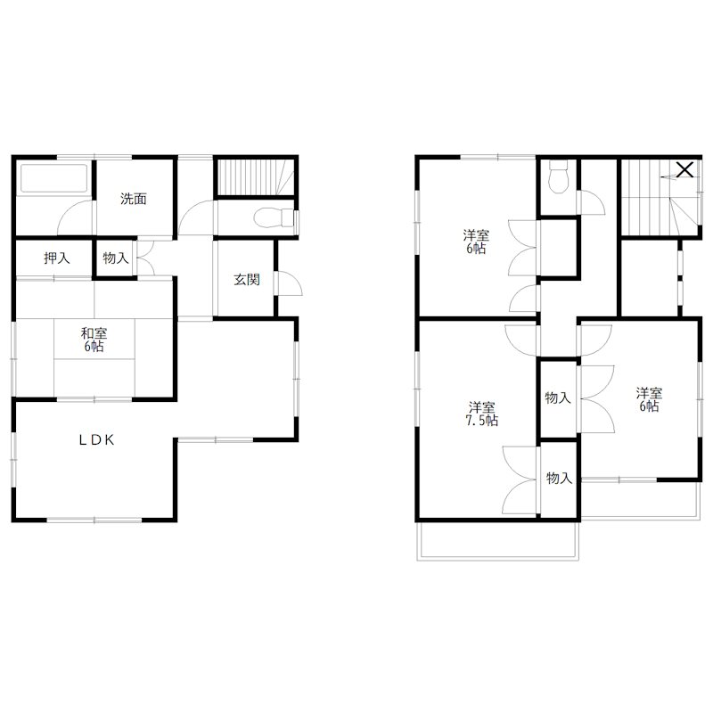 平岡町高畑戸建 間取り図