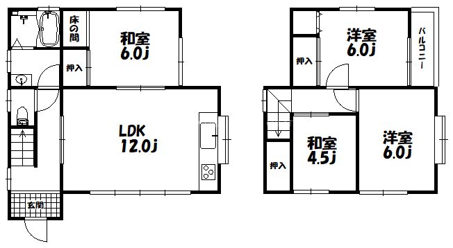稲屋戸建 間取り図