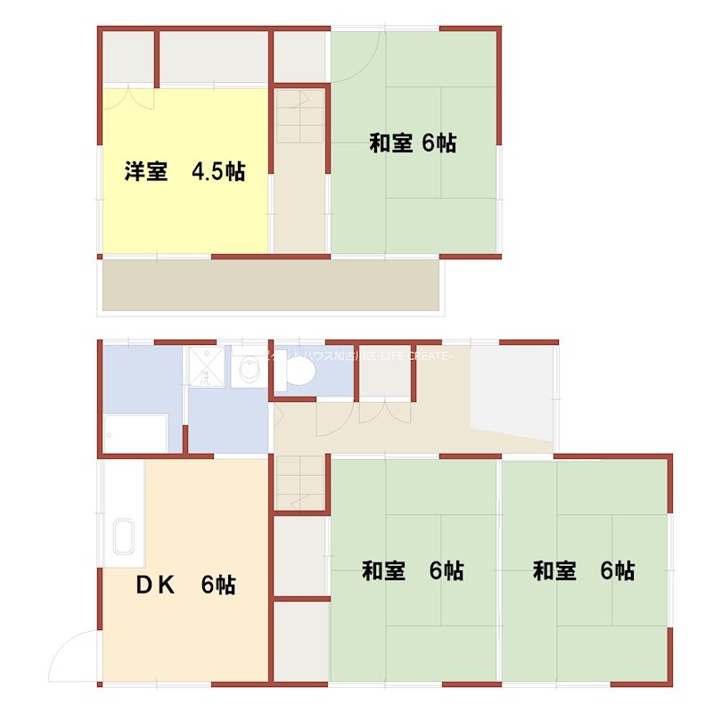 加古川市平岡町新在家貸家 間取り図