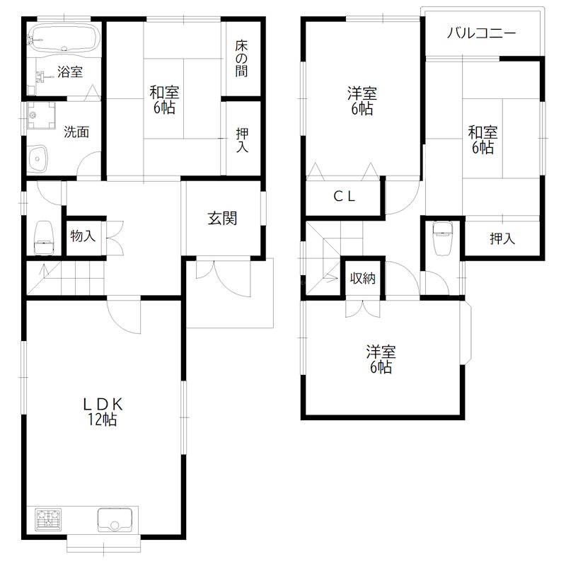 口里戸建 間取り図
