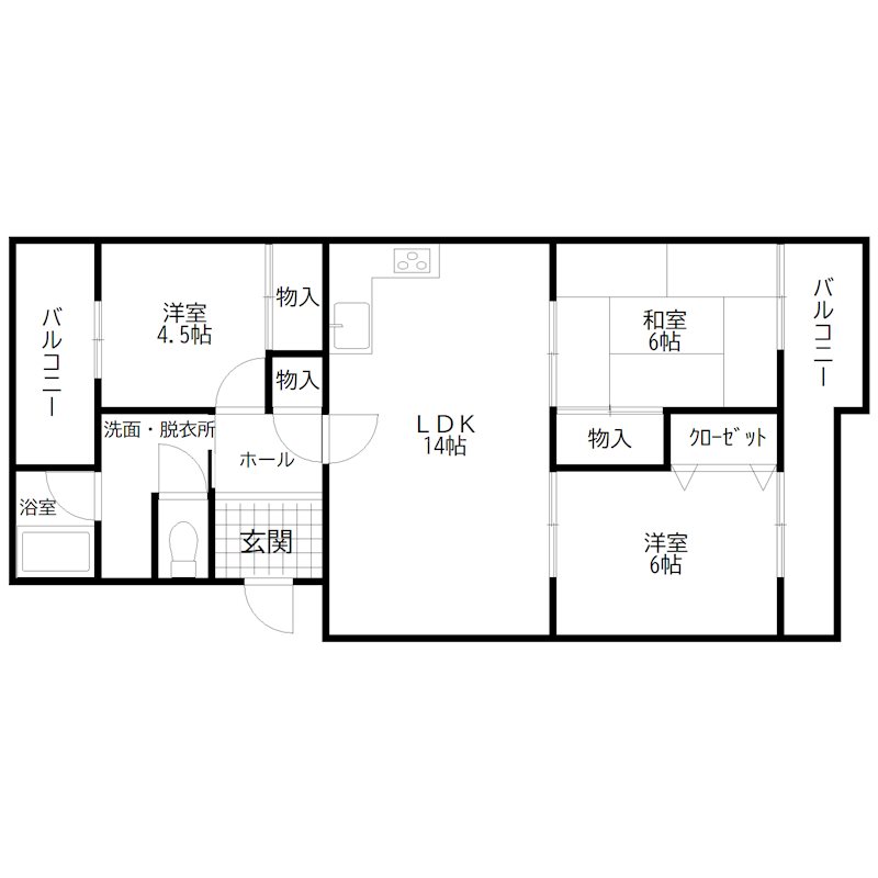 城の宮第一住宅６Ａ  間取り図