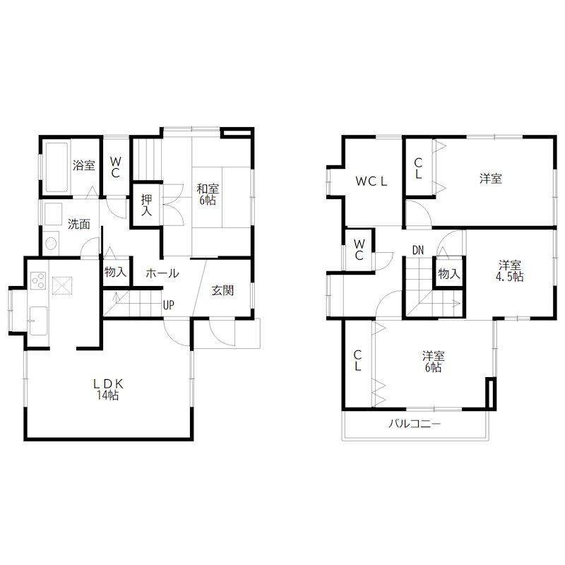 加古川町稲屋戸建て 間取り図