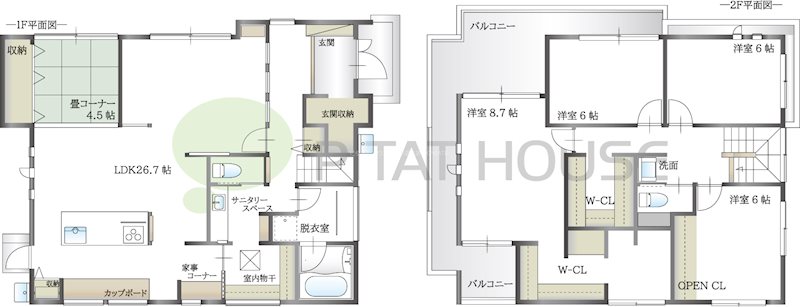 平岡町西谷貸家 間取り図