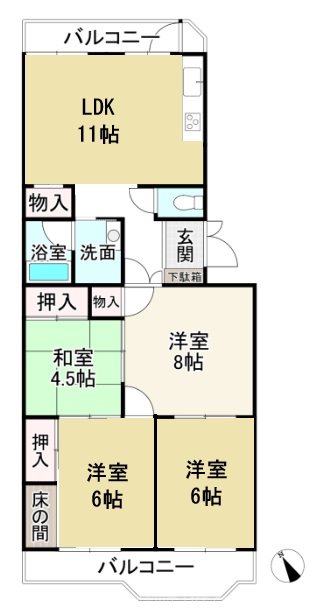 鳩里団地5号棟 間取り図