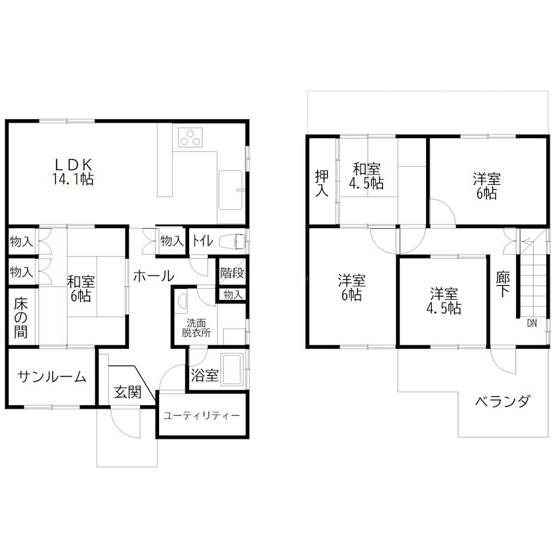 平岡町一色貸家 間取り図