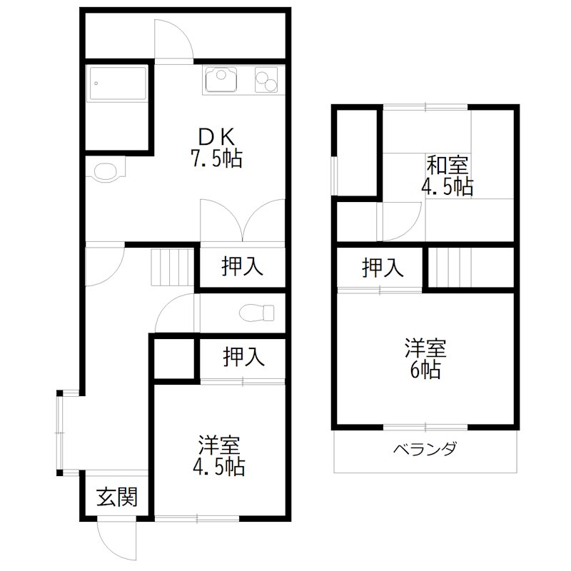 平岡町土山戸建て 間取り図