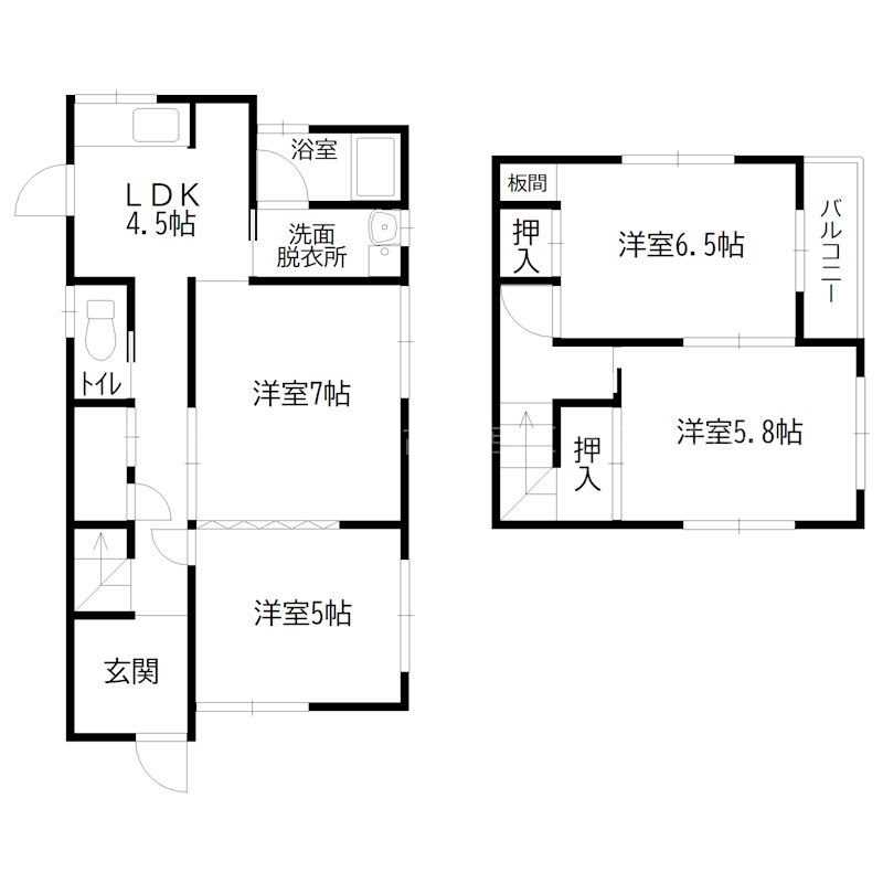 加古川町中津貸家 間取り図