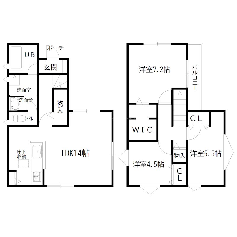 二屋戸建 間取り図
