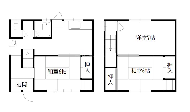 ⻄神吉町⼤国 貸家 間取り図
