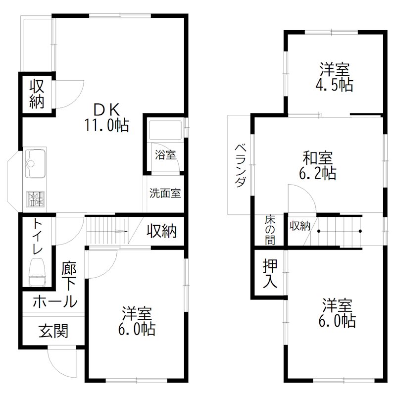 ゆうみ伊保崎戸建て 間取り図