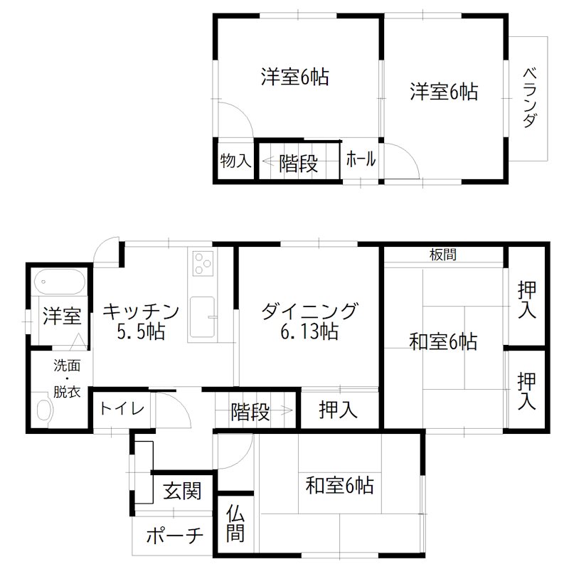 中島3丁目貸家 間取り図