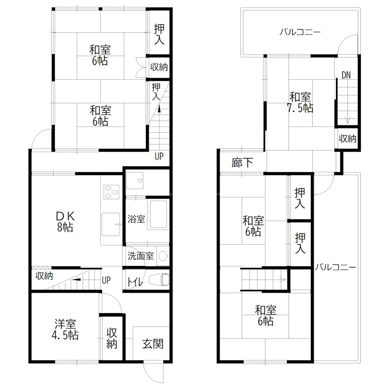 南備後テラスハウス 間取り図