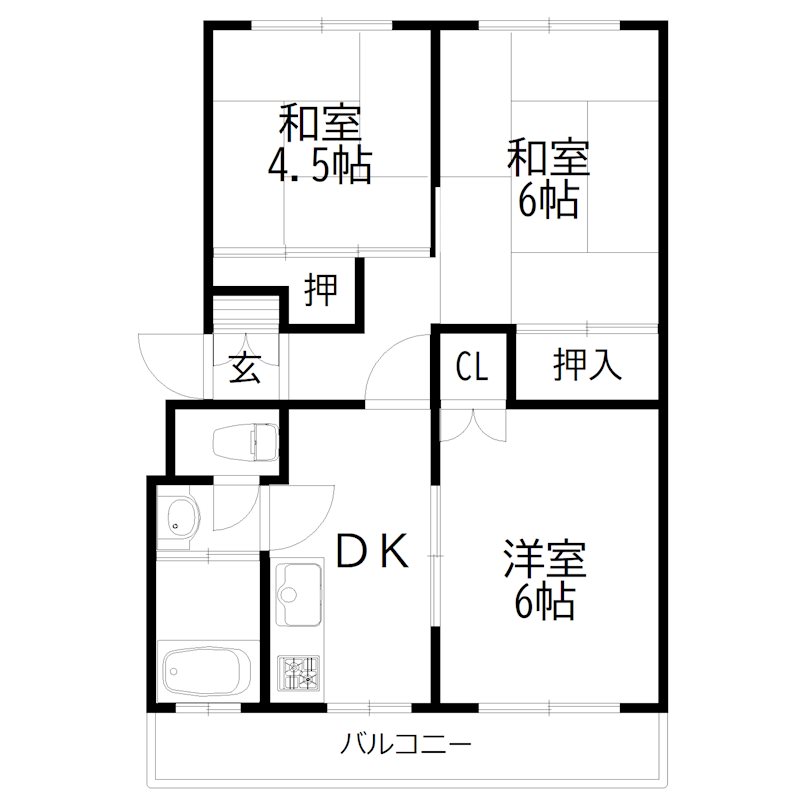 コーポラスはりま束D棟 間取り図