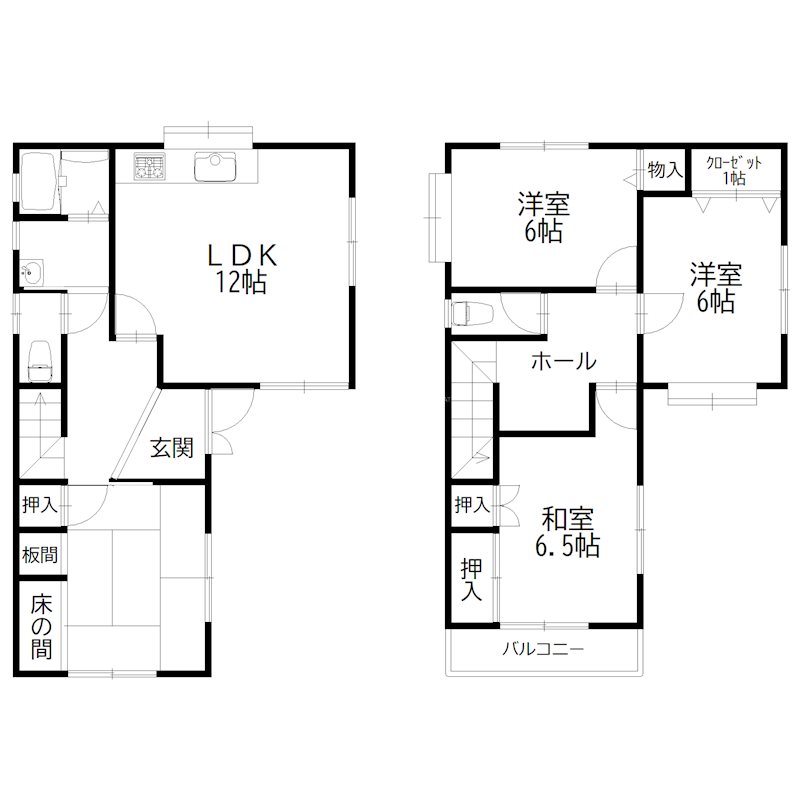播磨町南大中　戸建賃貸 間取り図