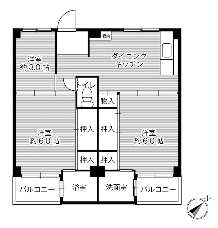 ビレッジハウス宮の前2号棟 間取り図