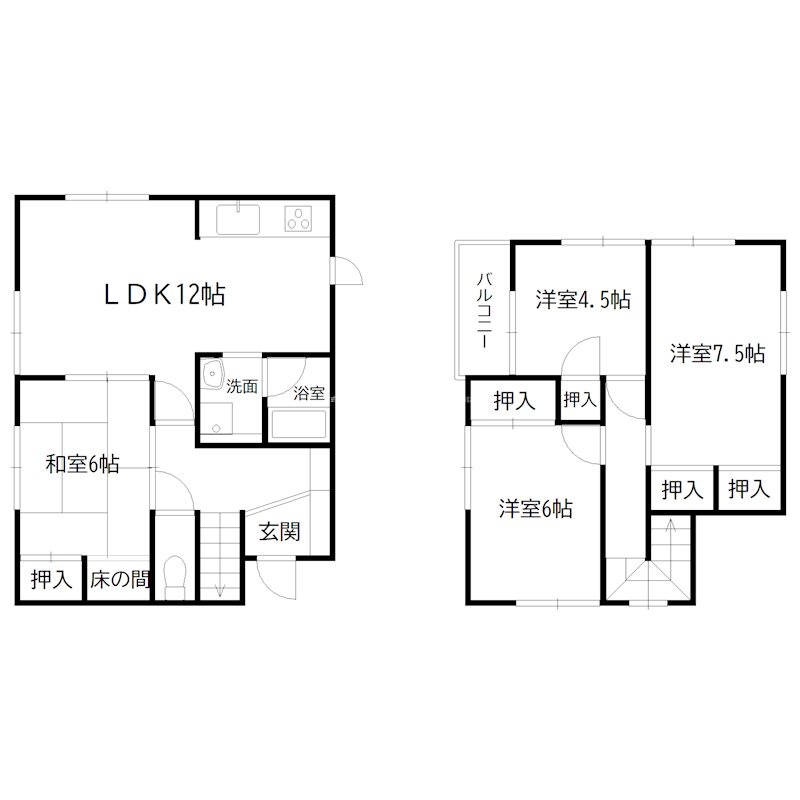 高砂市中筋5丁目　貸家 間取り図