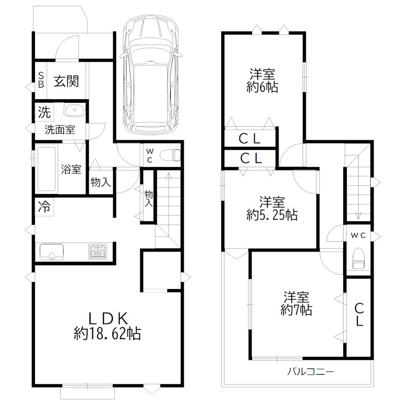 加古川市野口町二屋・戸建 間取り図