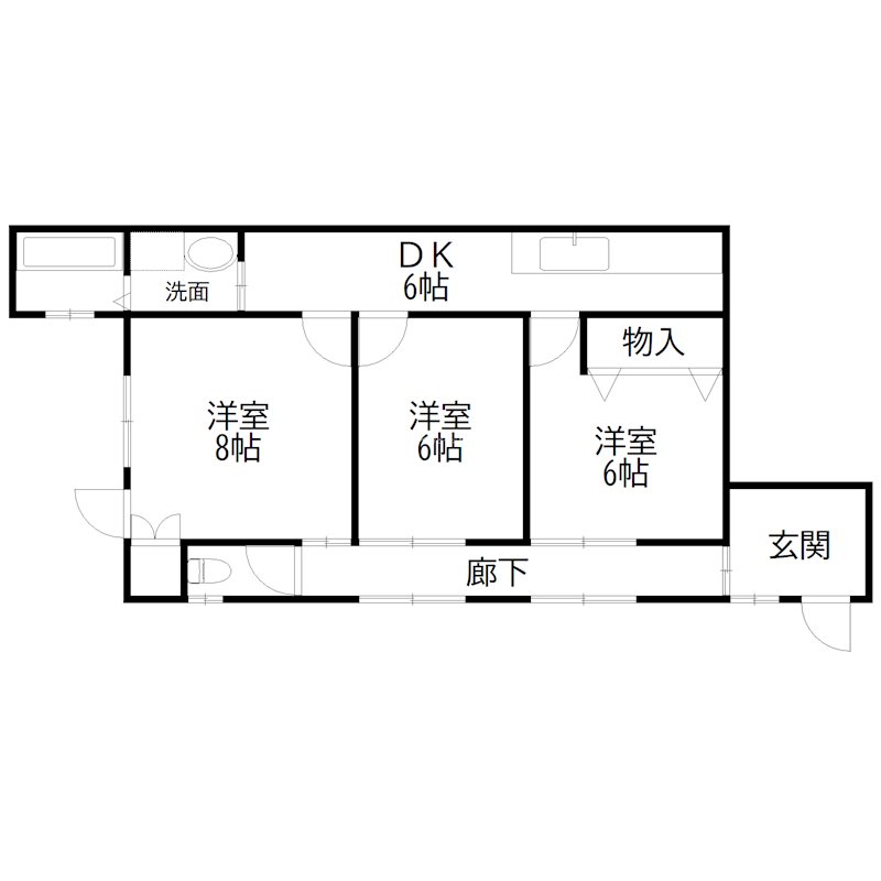神野平屋連棟(真ん中) 間取り図