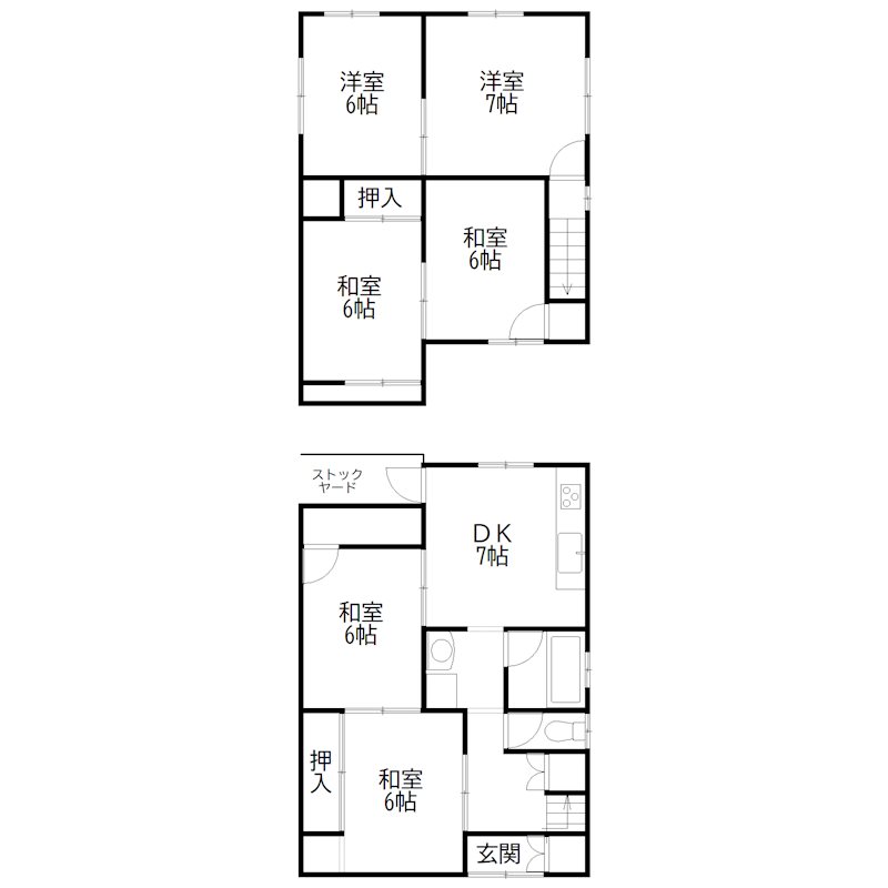 北野添貸家 間取り図