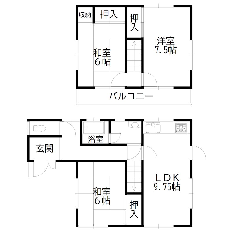 播磨町北本荘　貸家 間取り図