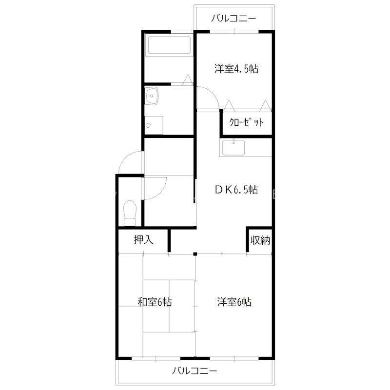 日成日笠コーポ 間取り図